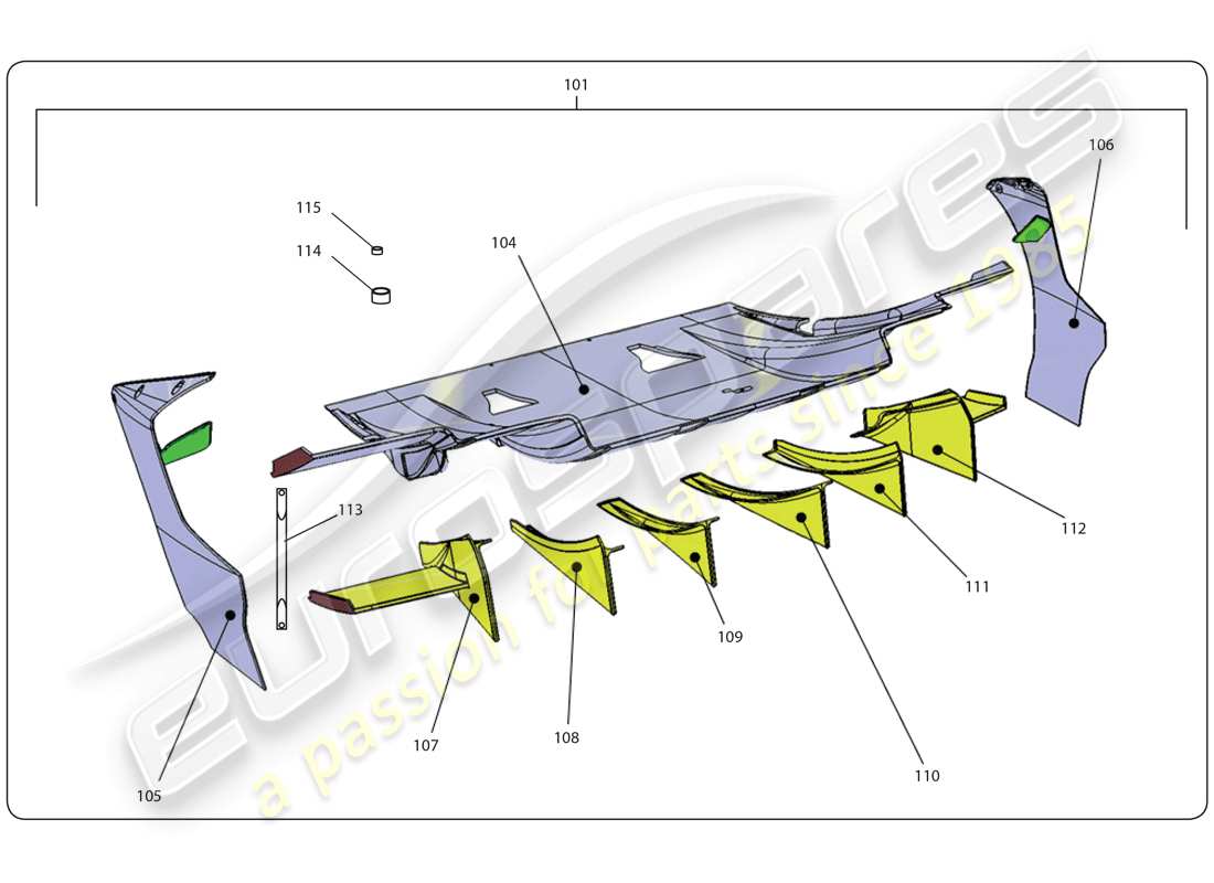 lamborghini super trofeo (2009-2014) rear diffusor - fl parts diagram