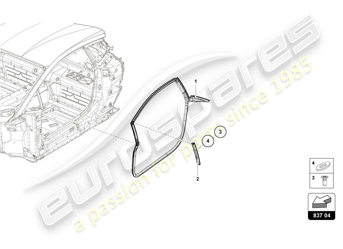 lamborghini evo coupe (2020) door seal parts diagram