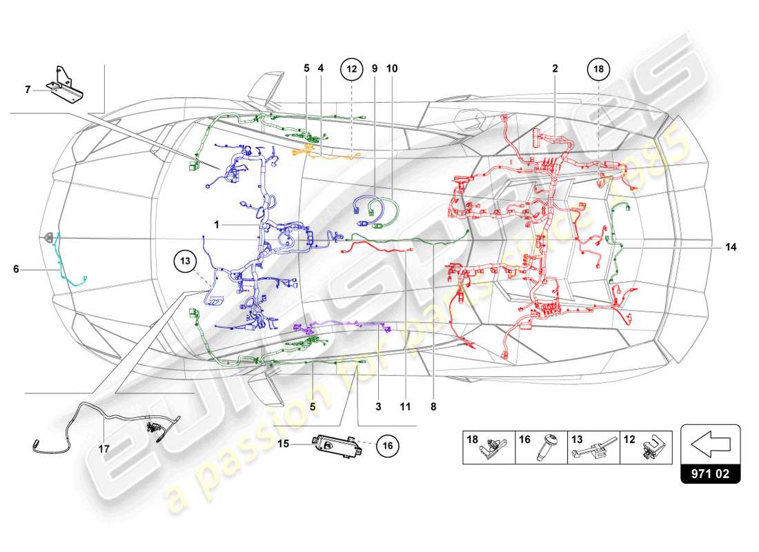 lamborghini 2017 (lp740-4 s coupe) wiring looms part diagram