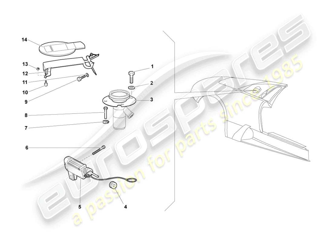 lamborghini murcielago roadster (2006) fuel filler flap part diagram