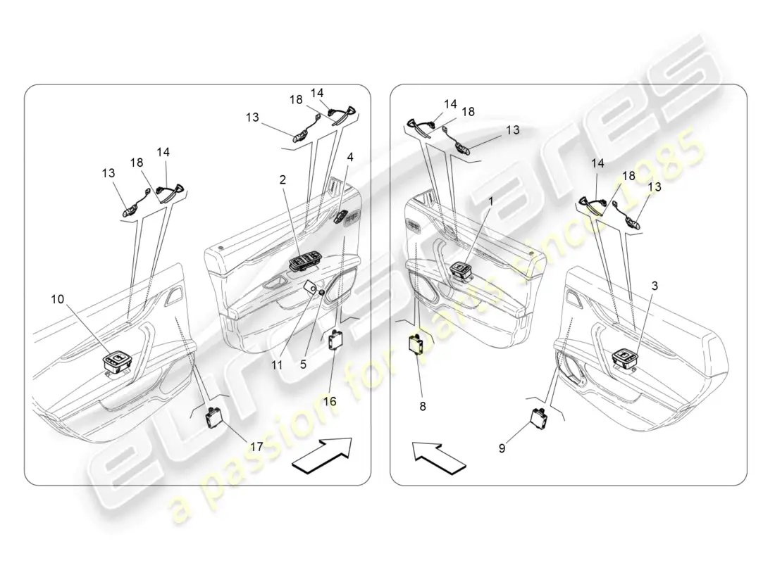 maserati ghibli (2015) door devices parts diagram