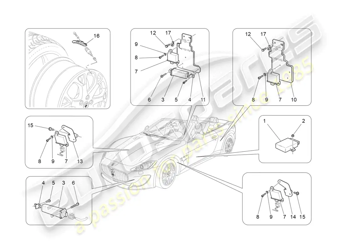 maserati grancabrio mc (2013) tyre pressure monitoring system parts diagram