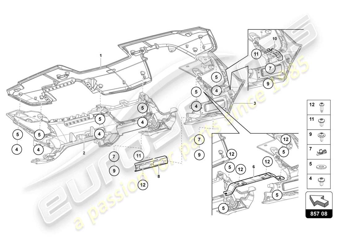 lamborghini 2021 (lp770-4 svj coupe) instrument panel parts diagram