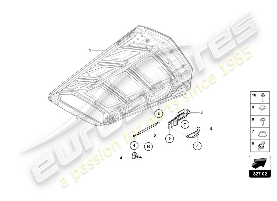 lamborghini lp580-2 coupe (2019) engine cover with insp. cover part diagram