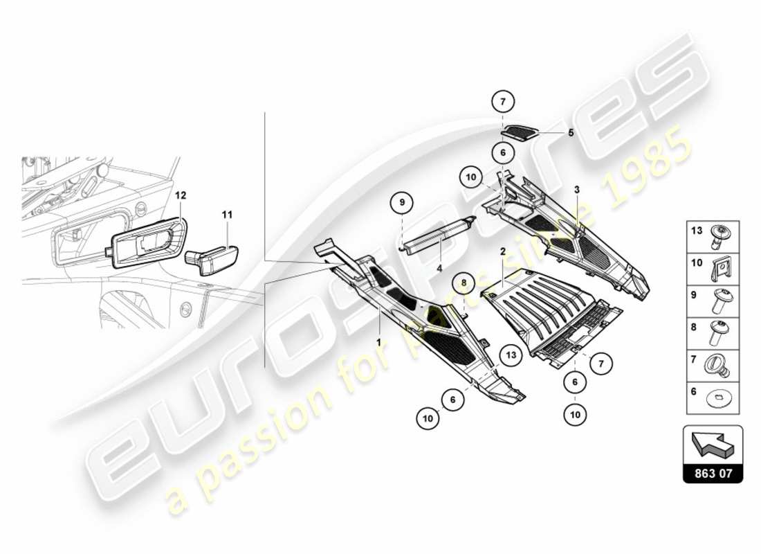 lamborghini 2019 (lp580-2 coupe) engine cover standard part diagram