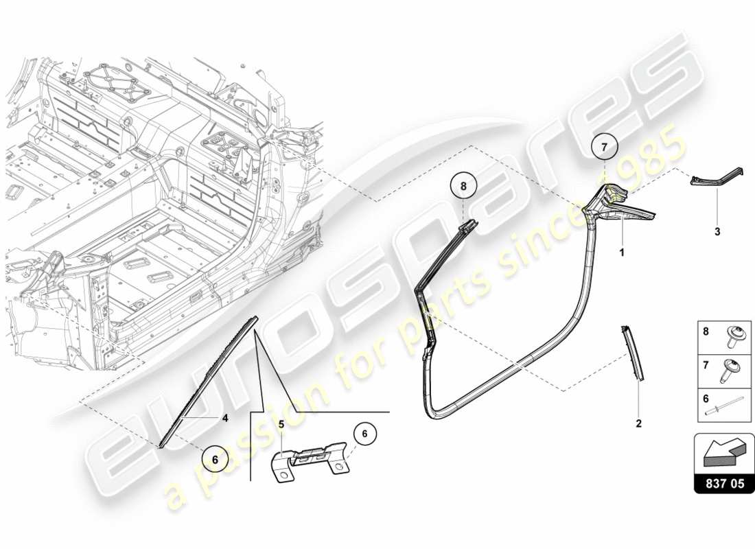 lamborghini 2019 (lp610-4 spyder) gaskets front doors part diagram