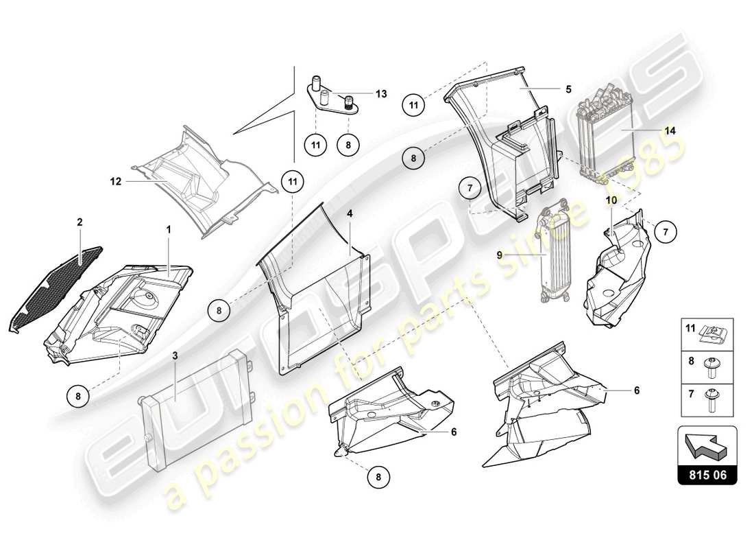 lamborghini lp740-4 s roadster (2019) air duct cardboard parts diagram