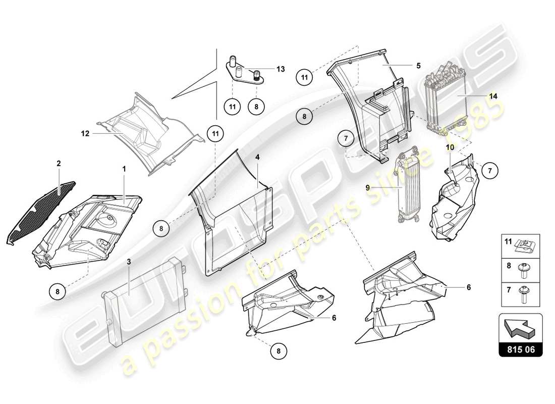 lamborghini lp740-4 s roadster (2019) air duct cardboard part diagram