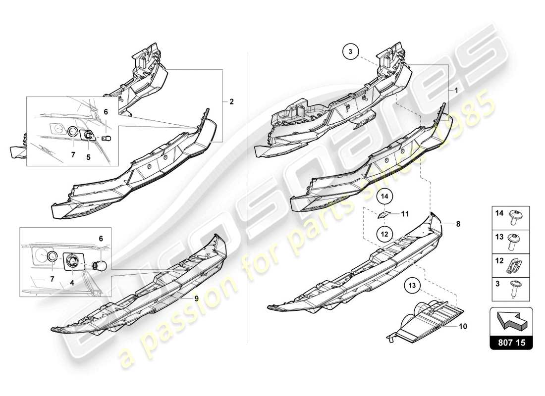 lamborghini 2019 (lp740-4 s roadster) bumper, complete rear part diagram