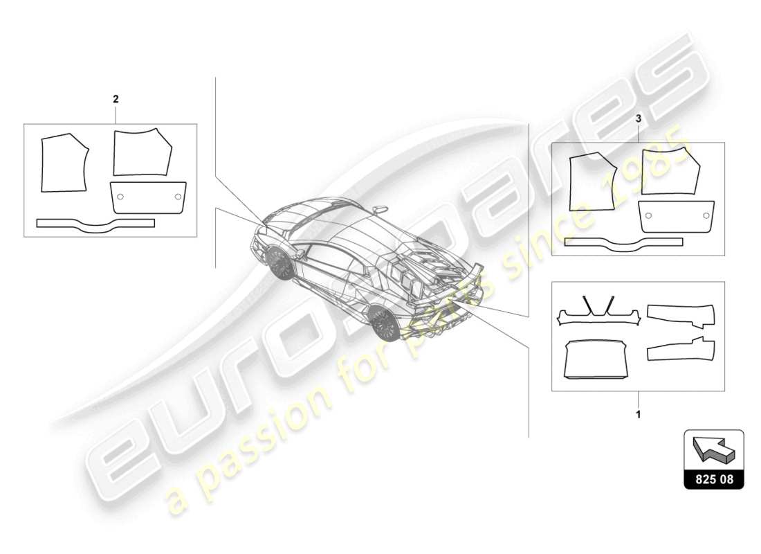 lamborghini 2020 (lp770-4 svj roadster) heat shield part diagram