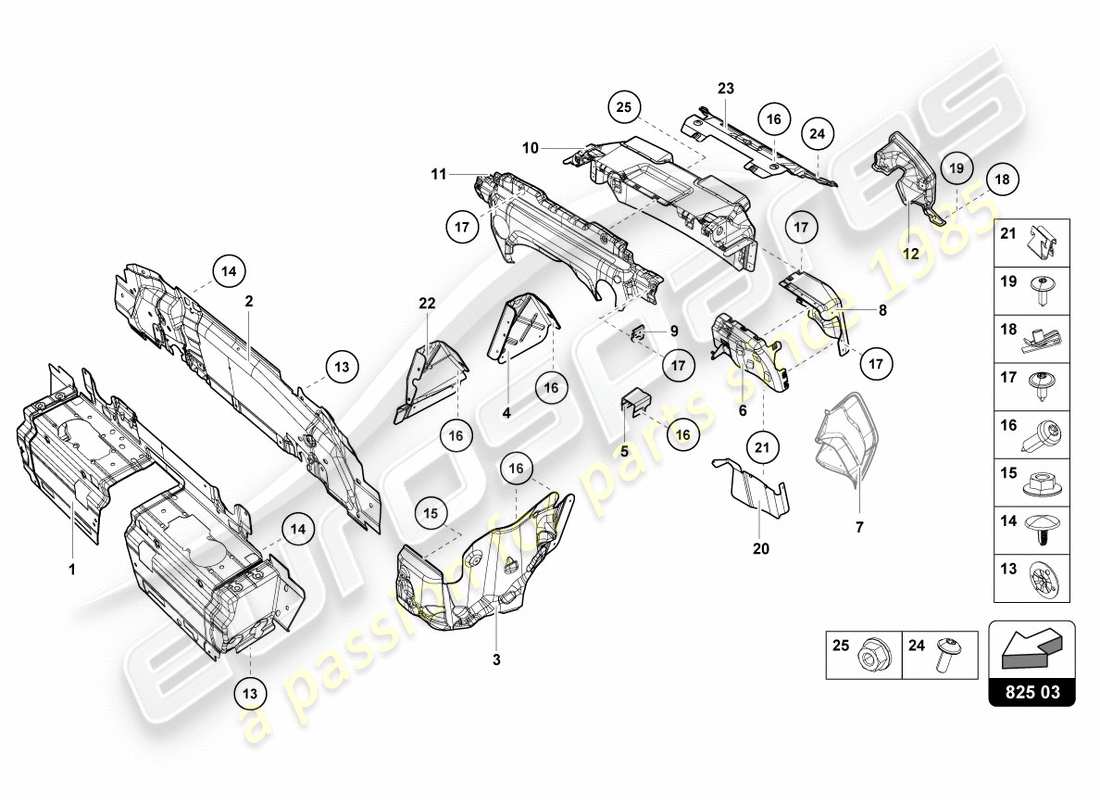 lamborghini lp610-4 spyder (2018) heat shield parts diagram