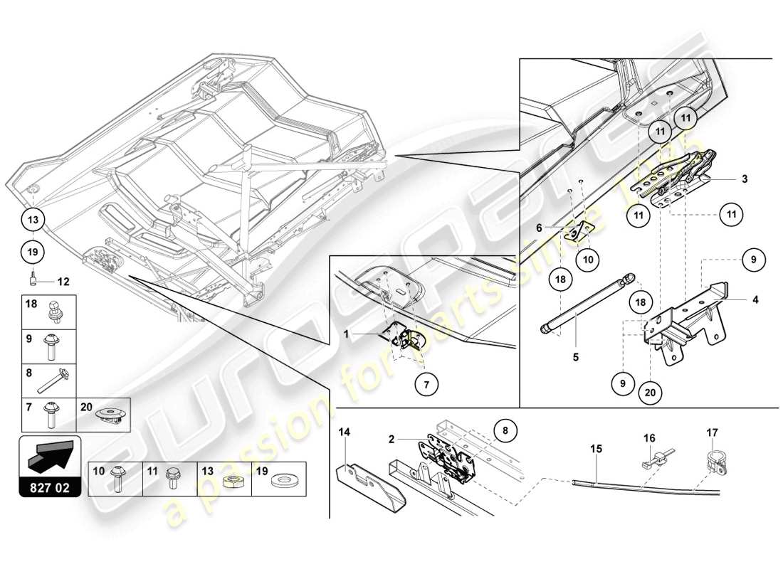 lamborghini lp720-4 coupe 50 (2014) engine cover with insp. cover parts diagram