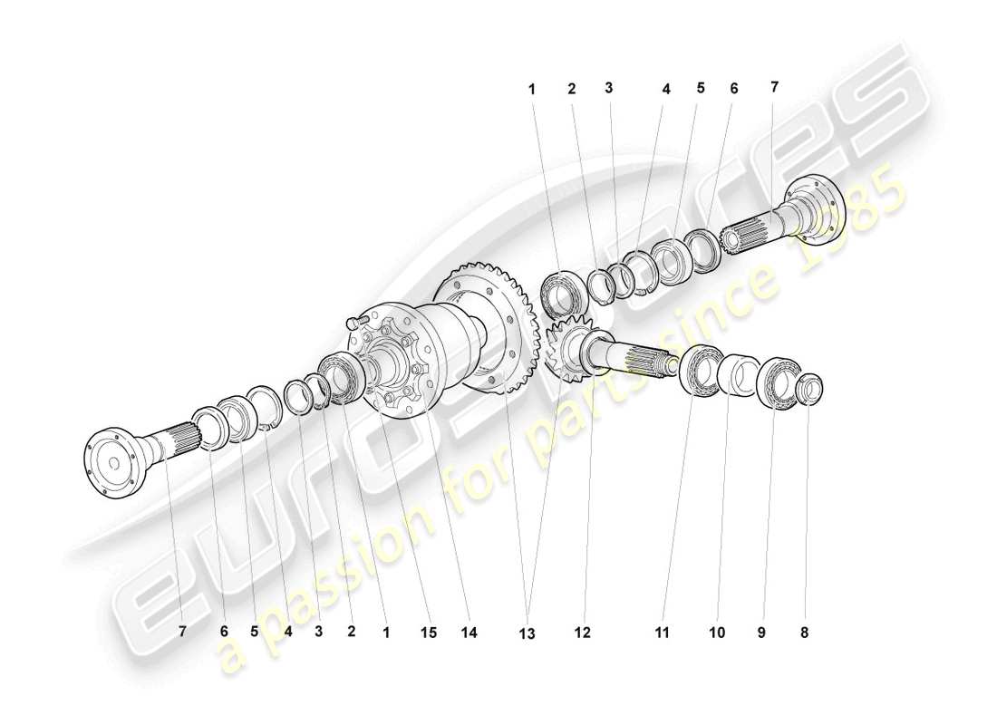 lamborghini murcielago roadster (2006) differential with crown wheel and pinion front part diagram