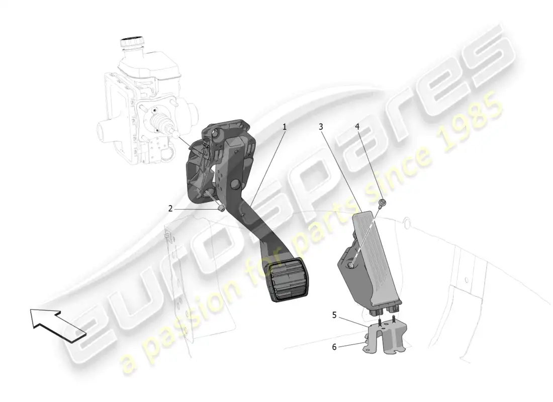 maserati grecale gt (2023) complete pedal board unit parts diagram