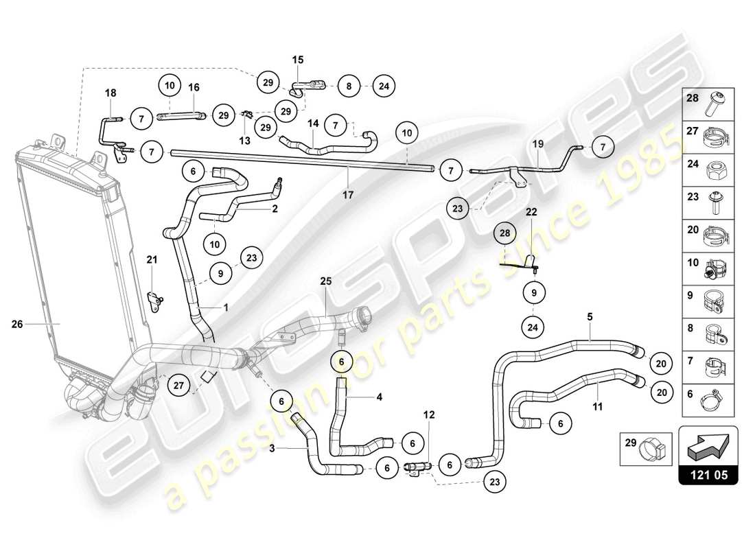 lamborghini 2021 (lp770-4 svj roadster) cooling system parts diagram