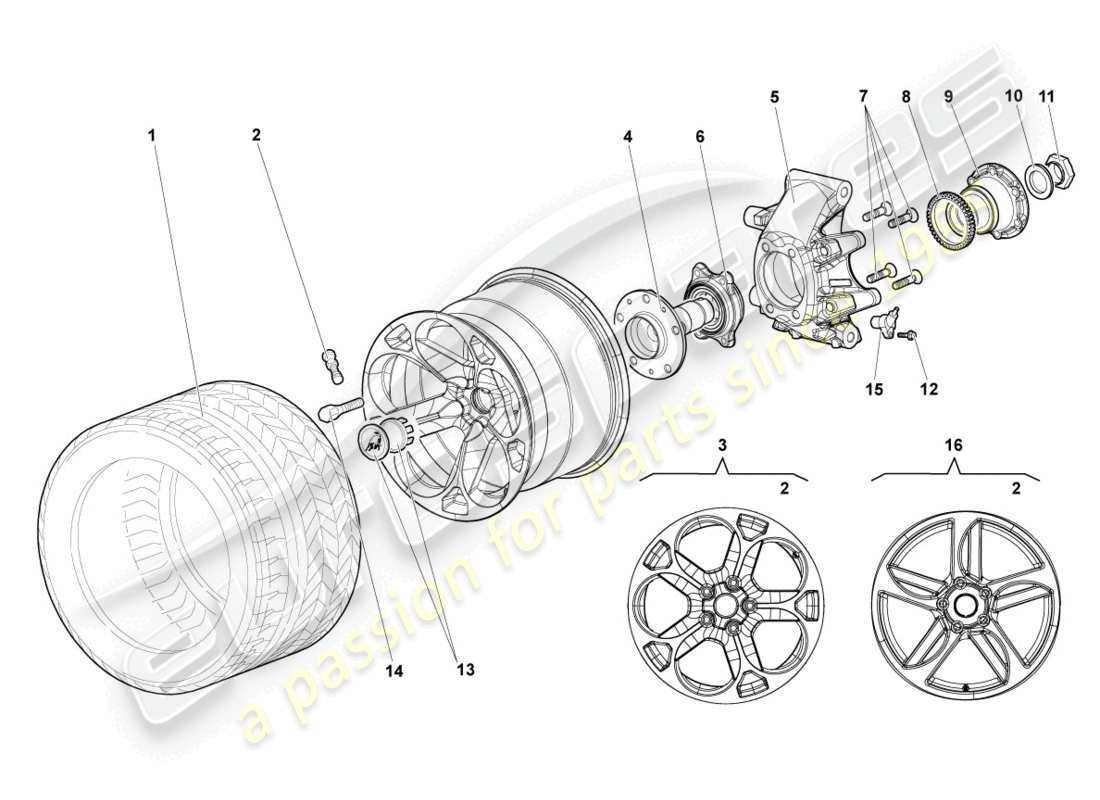 lamborghini murcielago coupe (2005) wheel bearing housing rear part diagram