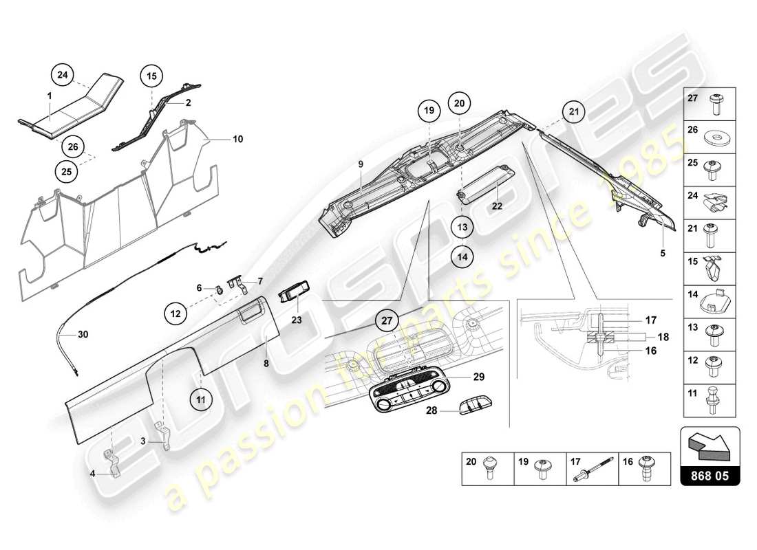 lamborghini 2021 (lp770-4 svj roadster) interior decor parts diagram