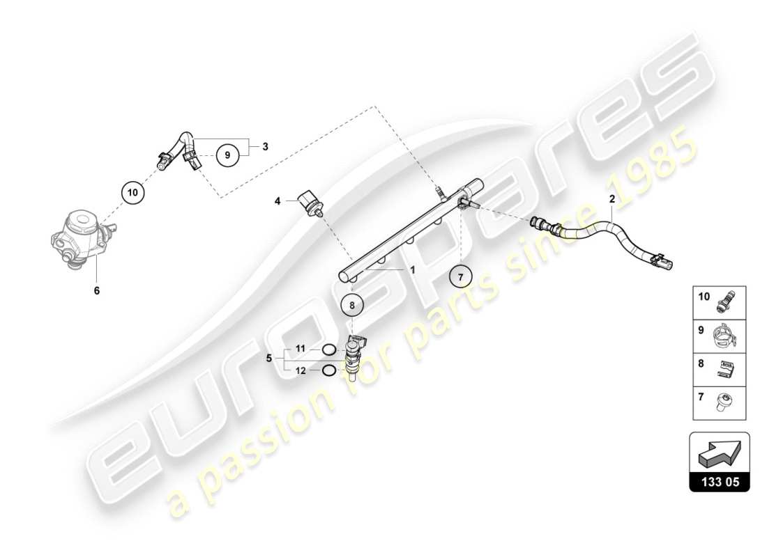 lamborghini performante coupe (2020) injection system parts diagram