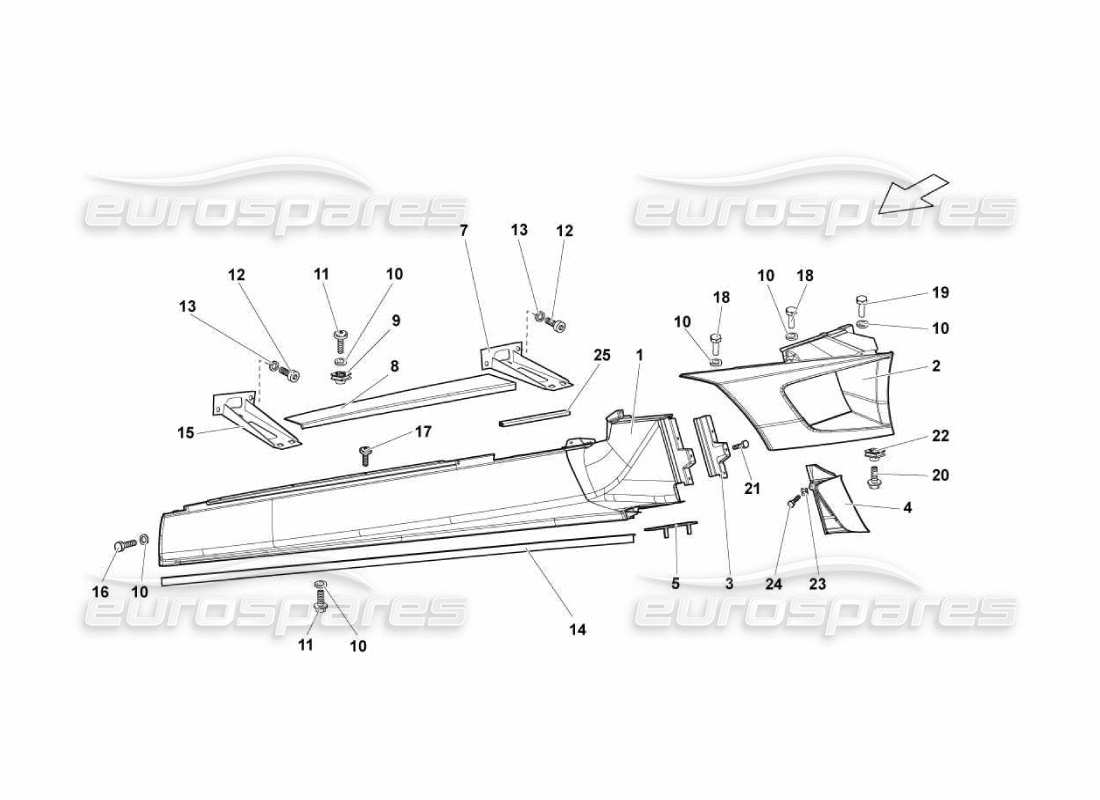 lamborghini murcielago lp670 lh external side member part diagram