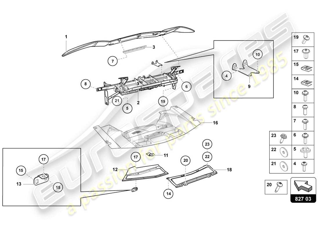 lamborghini 2014 (lp720-4 coupe 50) rear spoiler part diagram