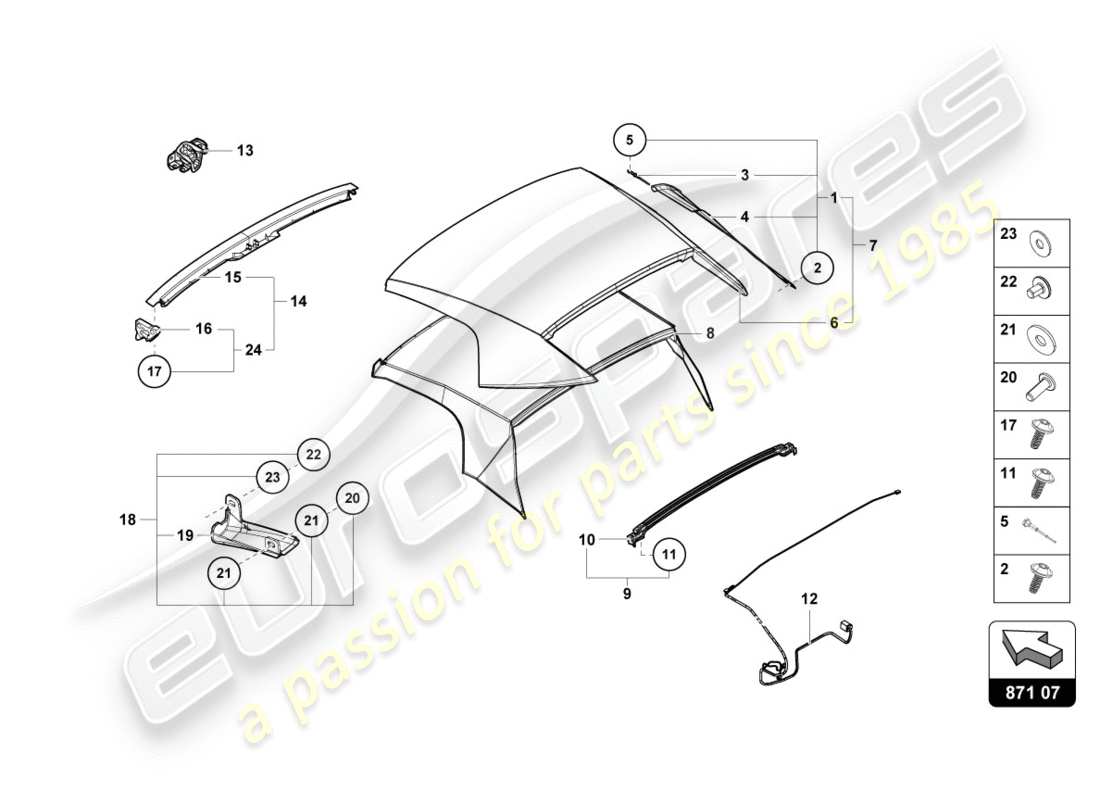 lamborghini lp580-2 spyder (2018) cover part diagram