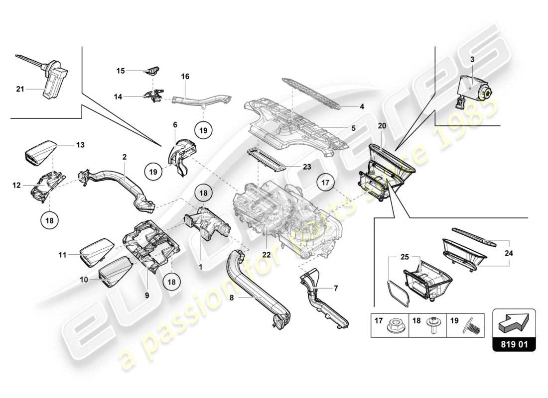 lamborghini 2020 (evo coupe) air vent part diagram