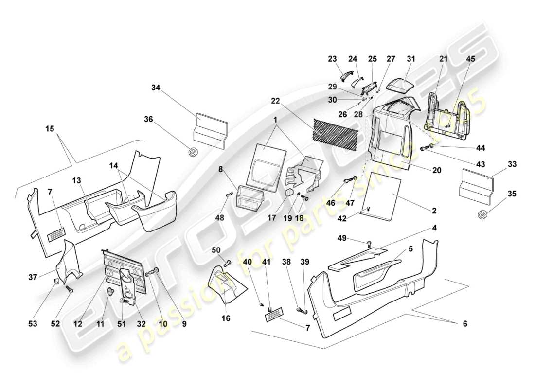 lamborghini murcielago roadster (2005) pillar trim parts diagram