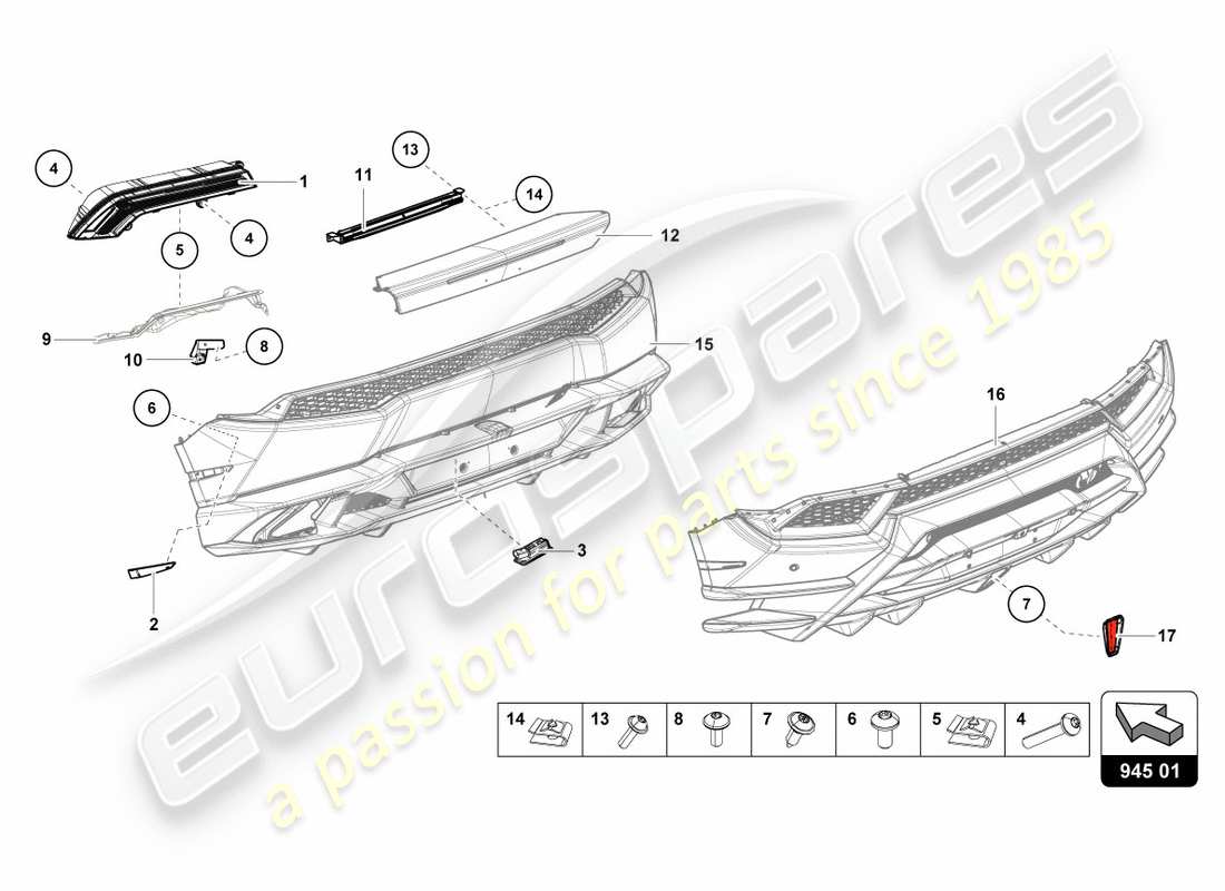 lamborghini performante coupe (2020) tail light rear part diagram