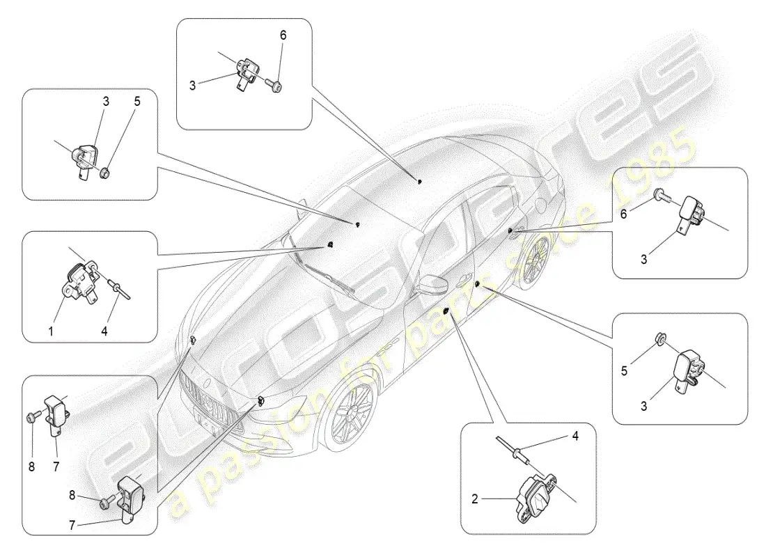maserati ghibli (2019) crash sensors parts diagram