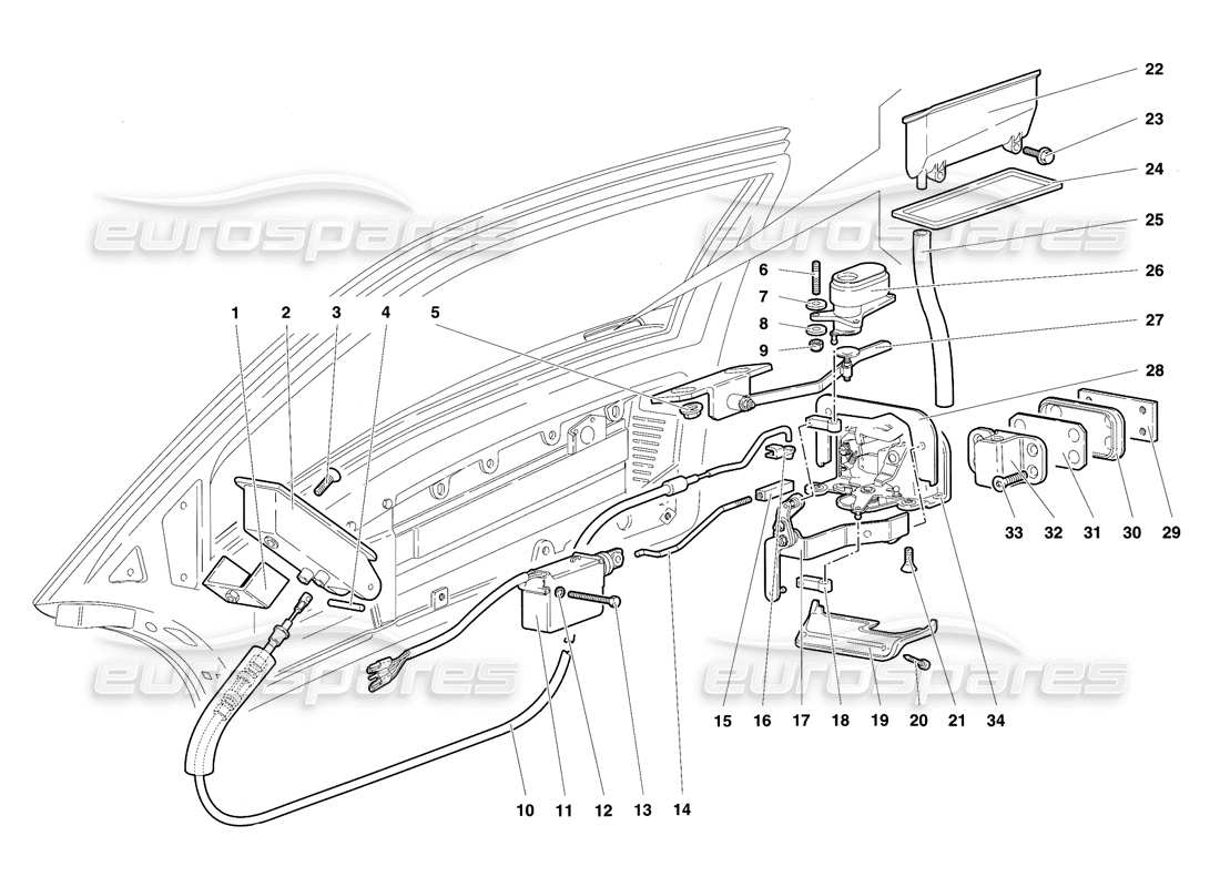 lamborghini diablo sv (1997) doors parts diagram