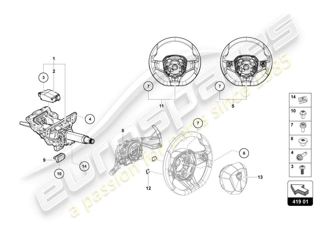 lamborghini centenario coupe (2017) steering system parts diagram