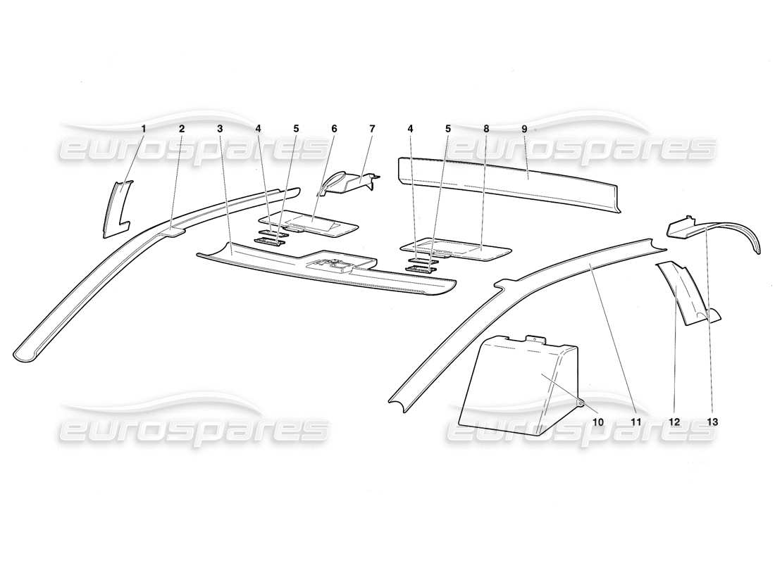 lamborghini diablo sv (1997) passenger compartment trims parts diagram