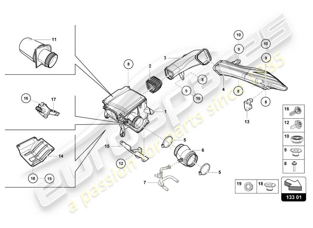 lamborghini 2017 (lp610-4 coupe) air filter housing part diagram