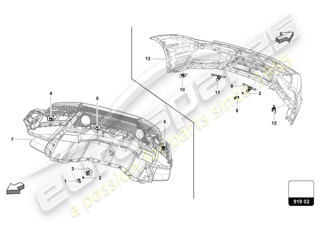 lamborghini performante coupe (2020) sensors part diagram