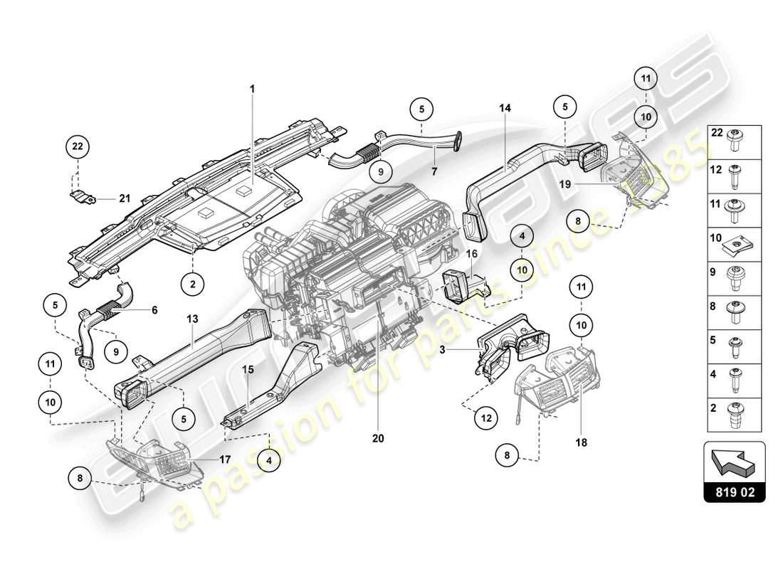 lamborghini lp740-4 s roadster (2019) air guide channel part diagram