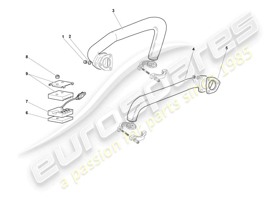 lamborghini murcielago roadster (2006) exhaust system part diagram