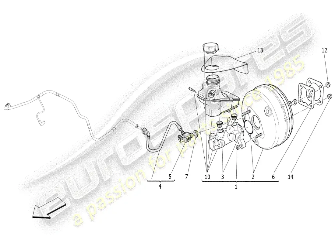 maserati ghibli (2020) brake servo system parts diagram