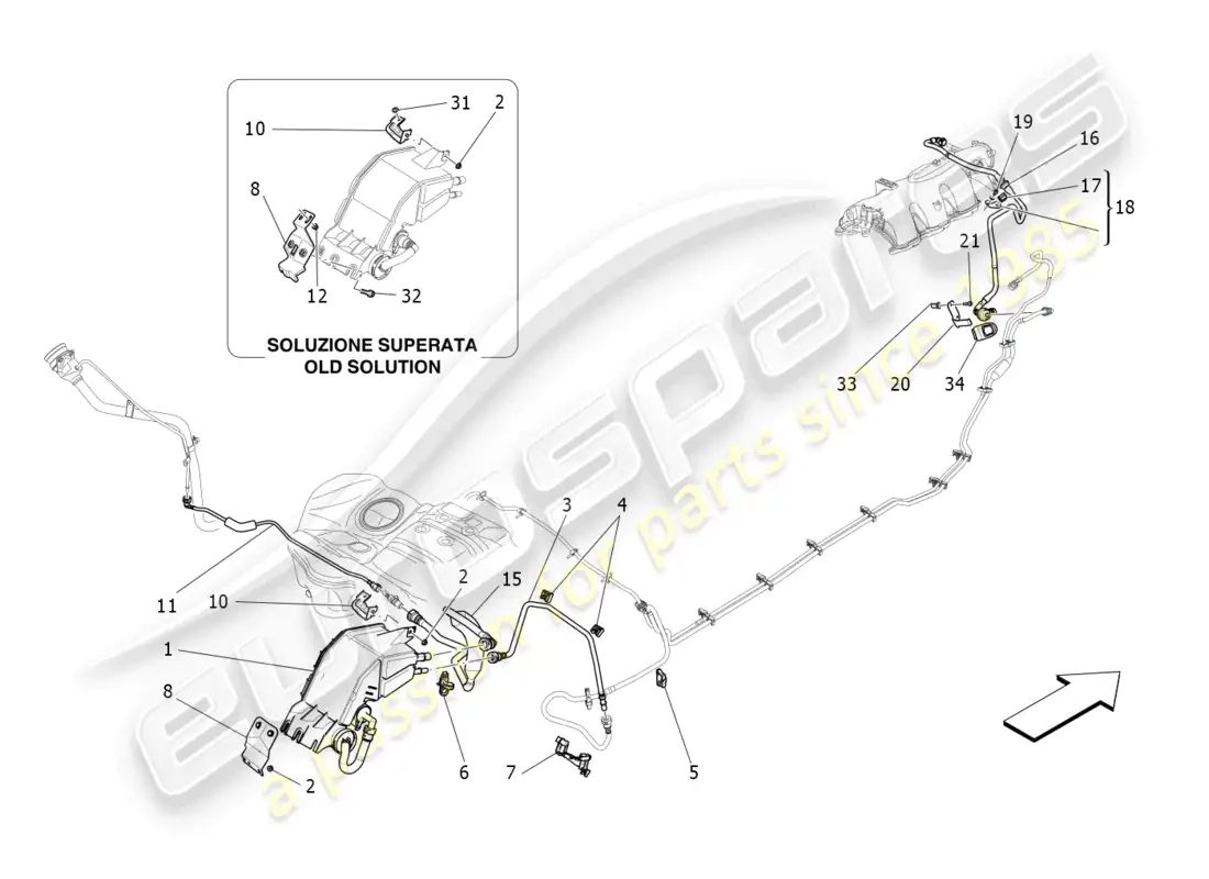 maserati ghibli (2018) fuel vapour recirculation system parts diagram