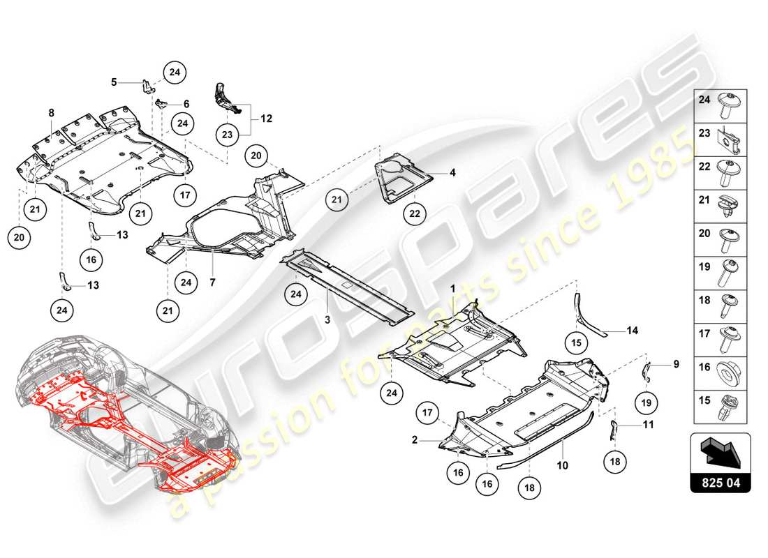 lamborghini evo spyder 2wd (2020) trim panel for frame lower section part diagram