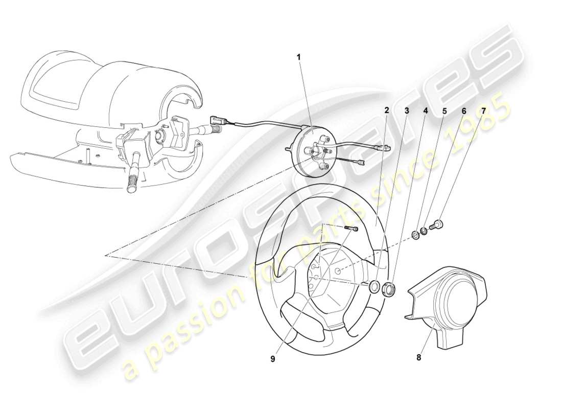 lamborghini murcielago roadster (2006) steering wheel part diagram