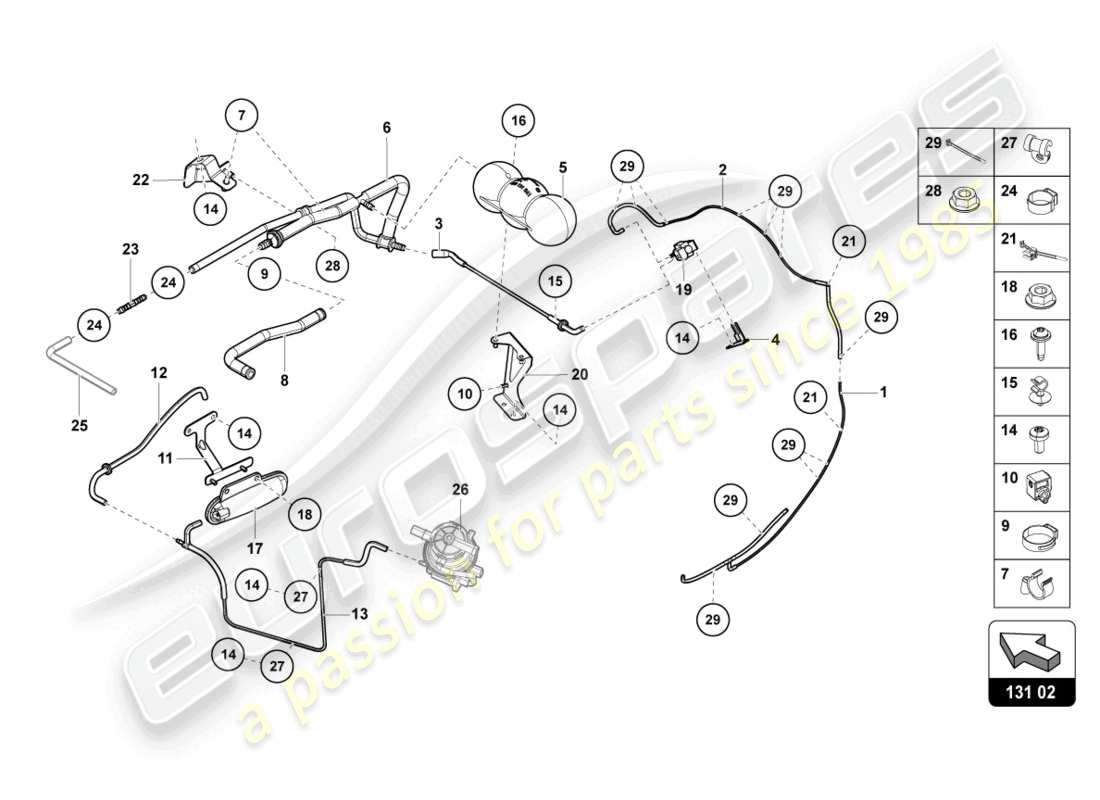 lamborghini lp740-4 s roadster (2018) vacuum system parts diagram