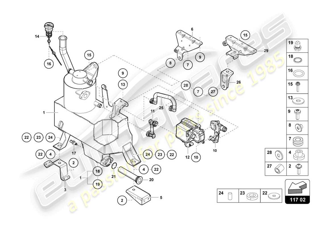 lamborghini lp740-4 s coupe (2018) oil container parts diagram