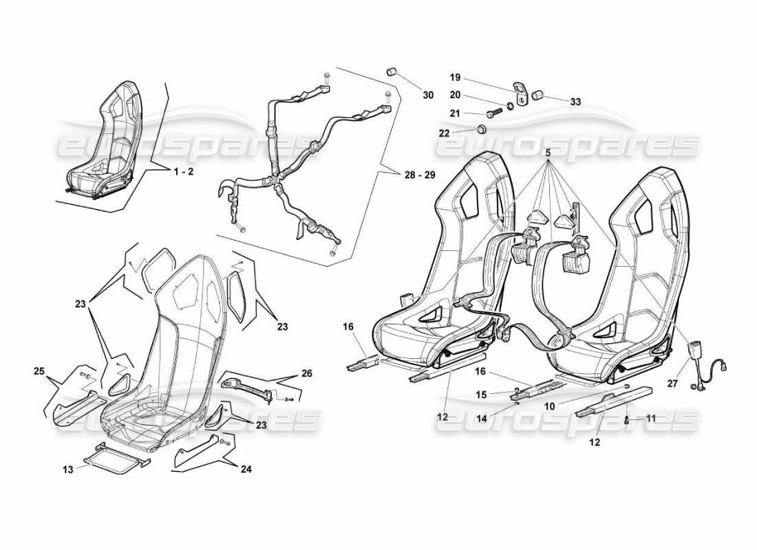 lamborghini murcielago lp670 sports seats part diagram