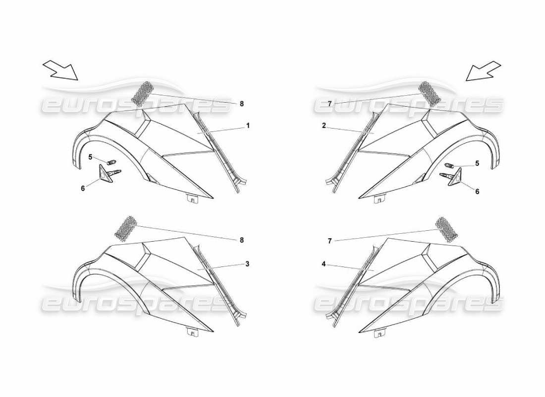 lamborghini murcielago lp670 front fender part diagram