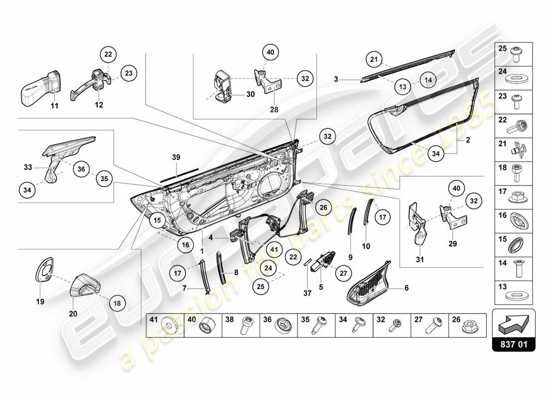 lamborghini performante coupe (2020) doors part diagram