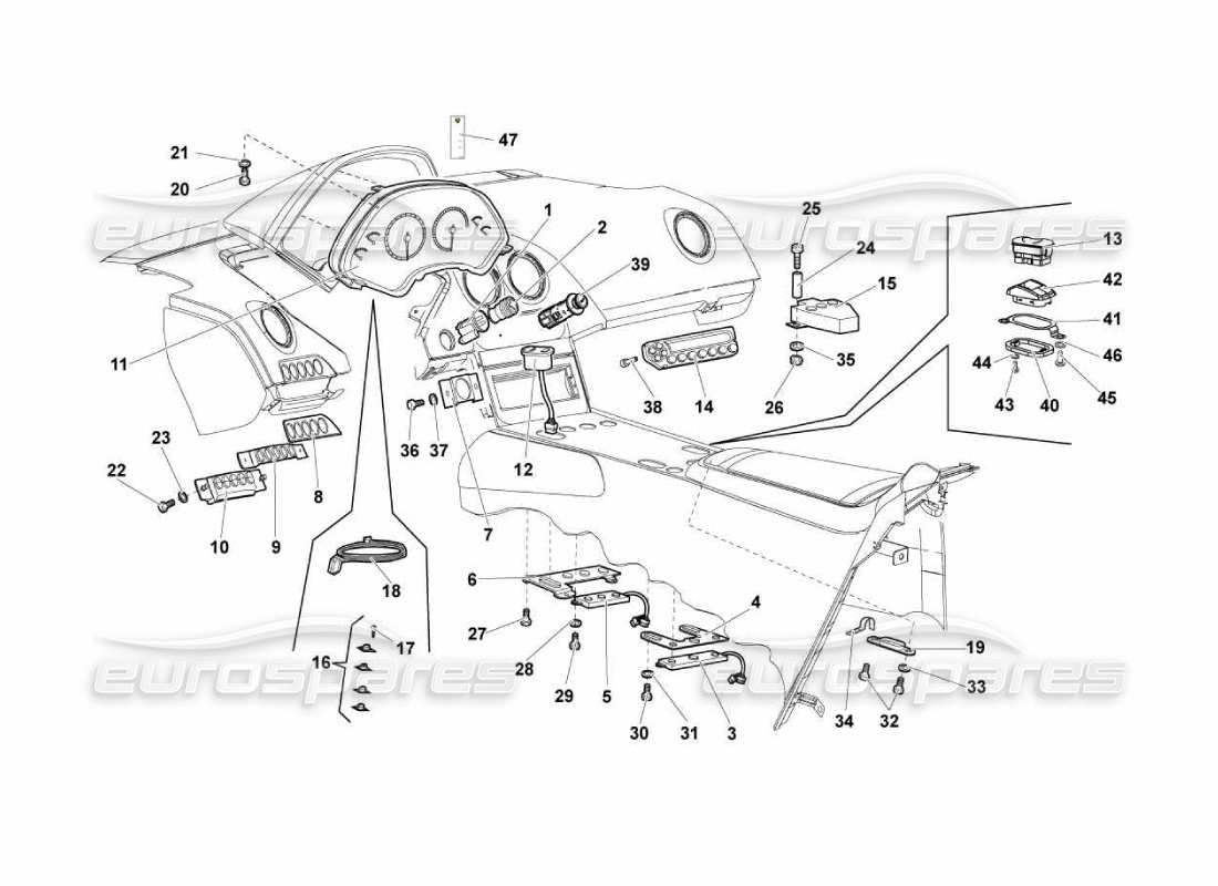 lamborghini murcielago lp670 dashboard instruments part diagram