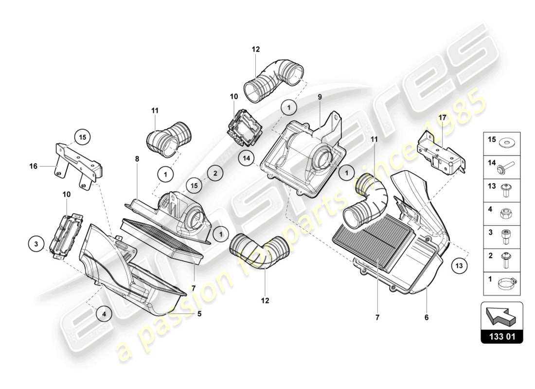 lamborghini sian (2020) air filter parts diagram