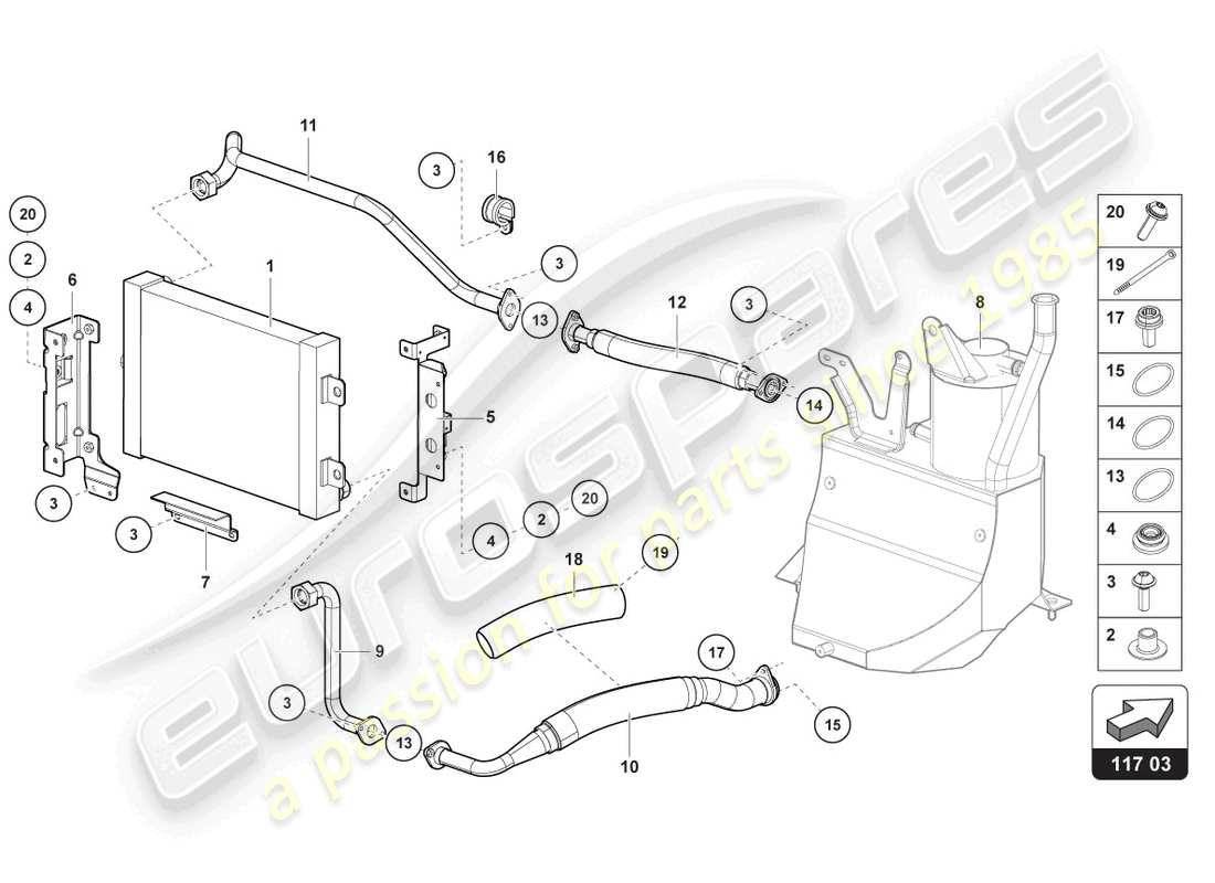 lamborghini lp740-4 s coupe (2018) oil cooler parts diagram