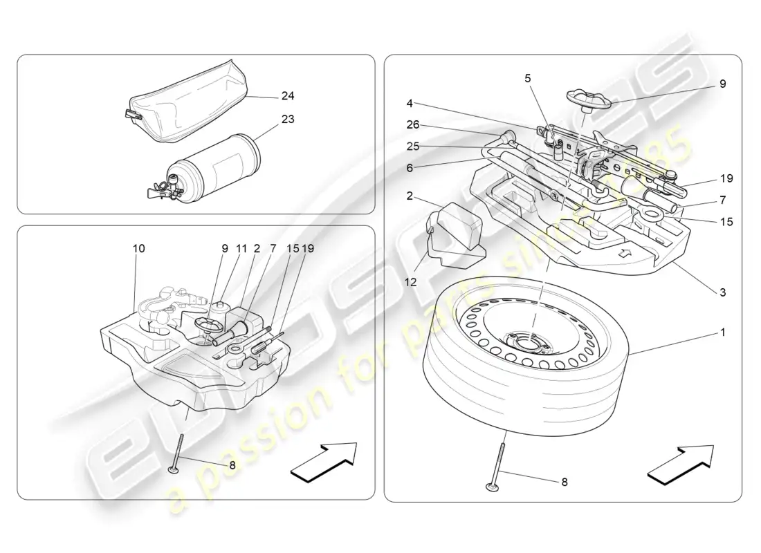 maserati levante (2018) standard provided parts diagram