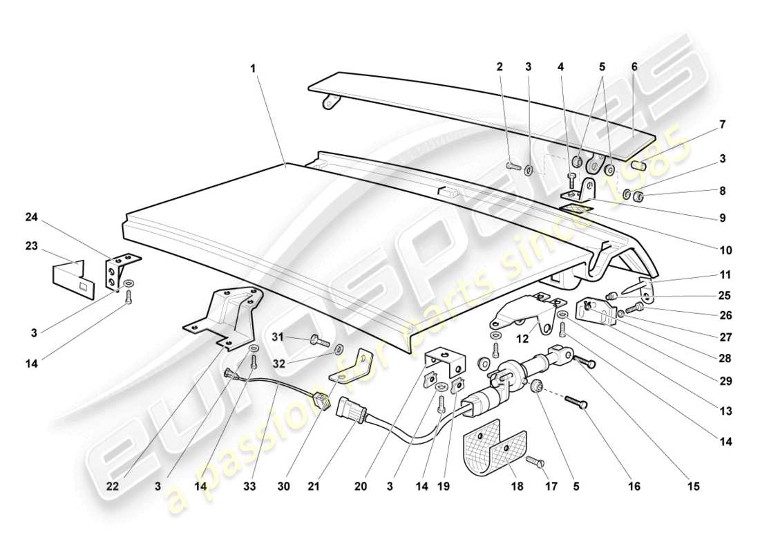 lamborghini murcielago coupe (2002) rear lid parts diagram